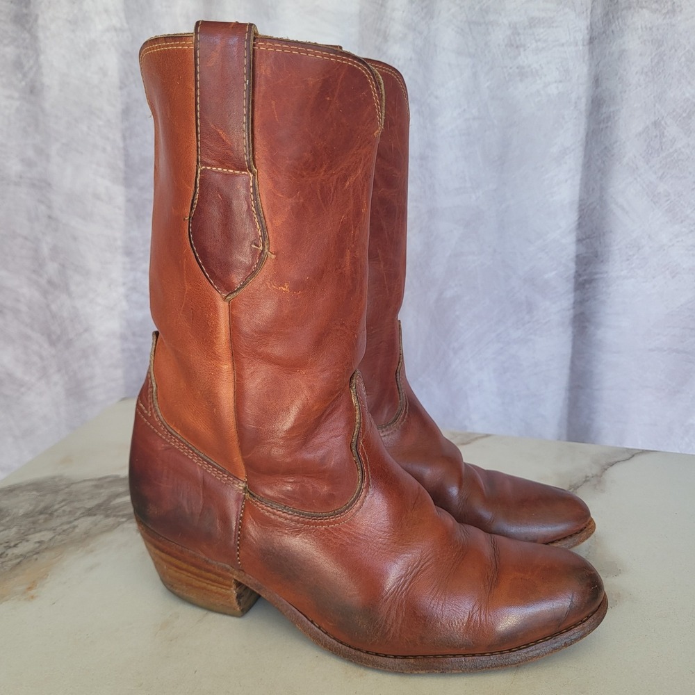 Zodiac USA Western Cowboy Boots Cognac Men's Size 8.5 M